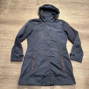 Gaastra Parka Jacket Women L Navy Blue Polyester Hooded Nautical Sailing Coat